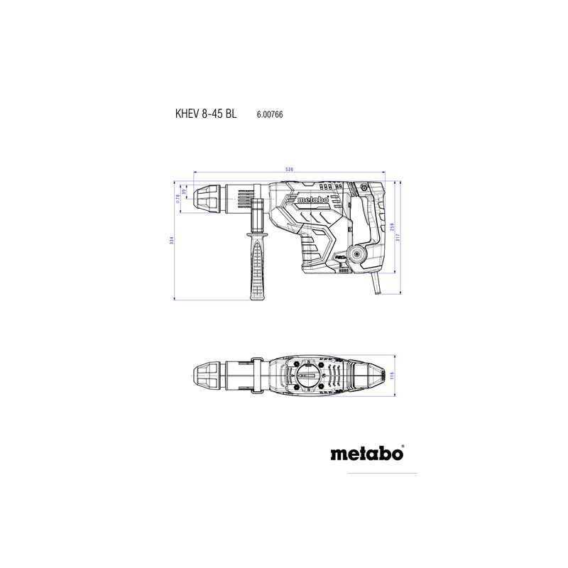 Metabo - Kombimovani hamer KHEV 8-45 BL - 600766500